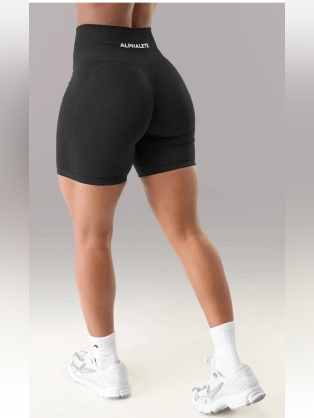 ALPHALETE AMPLIFY GRAVITY BIKER SHORT Mid Waist Crunch Seamless M Black